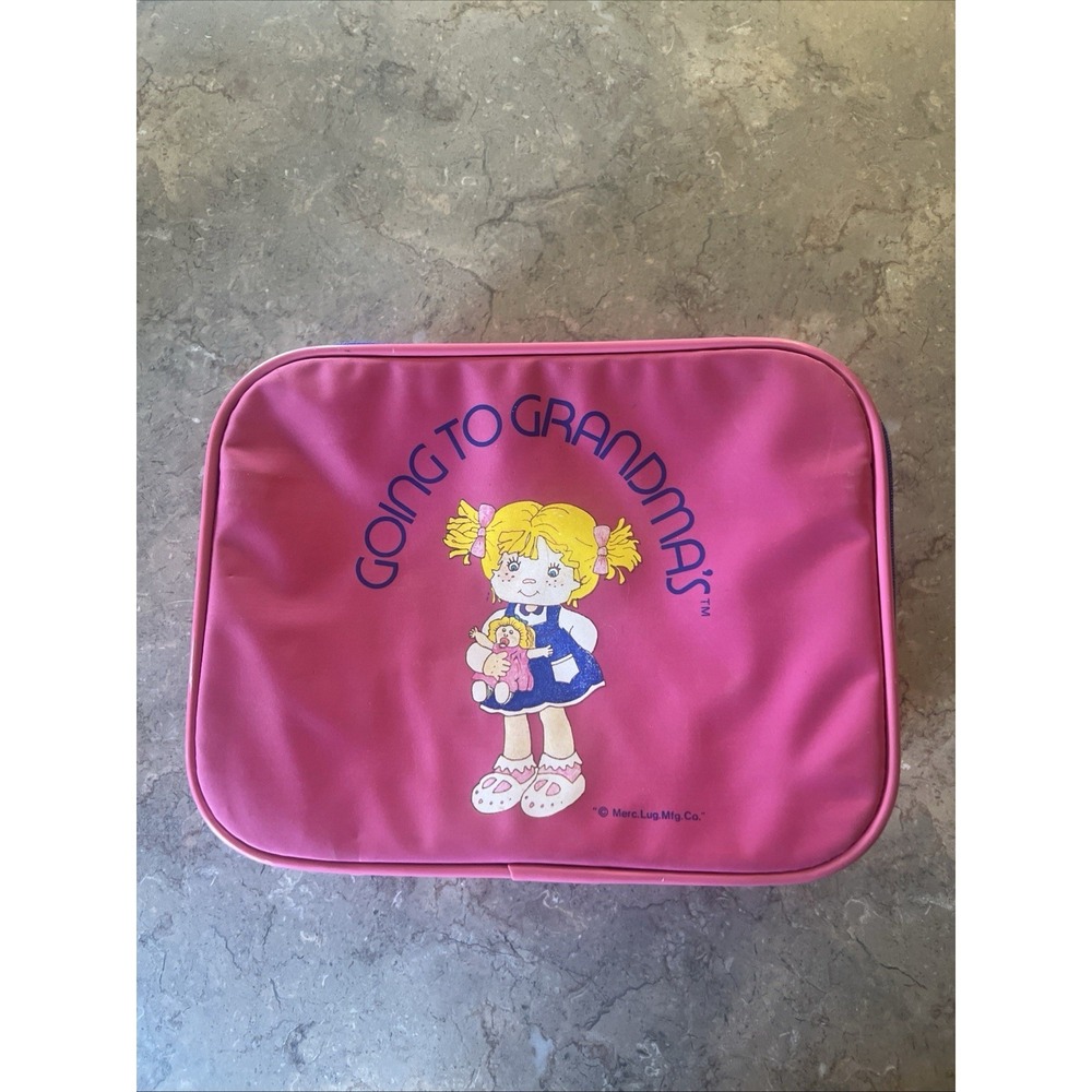 Vintage Kids Suitcase Pink Going to Grandma's 12"x10"x5"